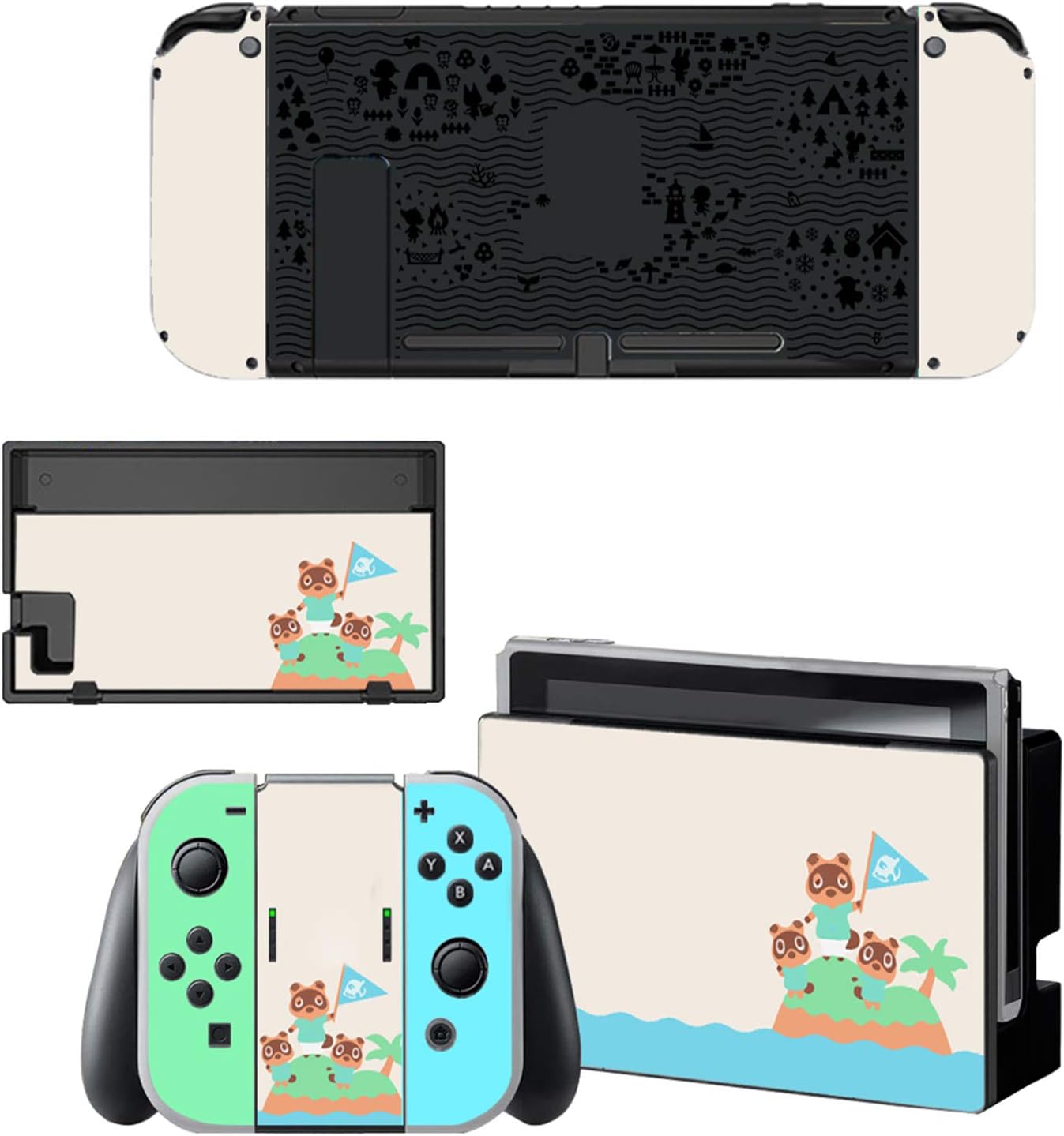 SHEAWA Screen Skin Protector Stickers Skins for Animal Crossing NEW Horizons for Switch NS Console Controller Stand Holder Accessories (4)