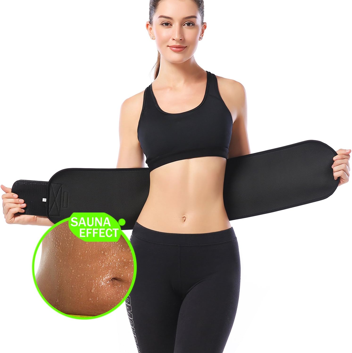 KOOCHY Waist Trimmer Slimming Belt - Waist Trainer Weight Loss AB Belt - Premium Stomach Fat Burner Wrap for Women & Men