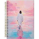 bitCNY Jesus Christ Spiral Notebook, Jesus Christ Walking on Water, Church Notes Journal, I Will Walk With Christ LDS, Home & Office, Spiral Bound 5.5x8.3