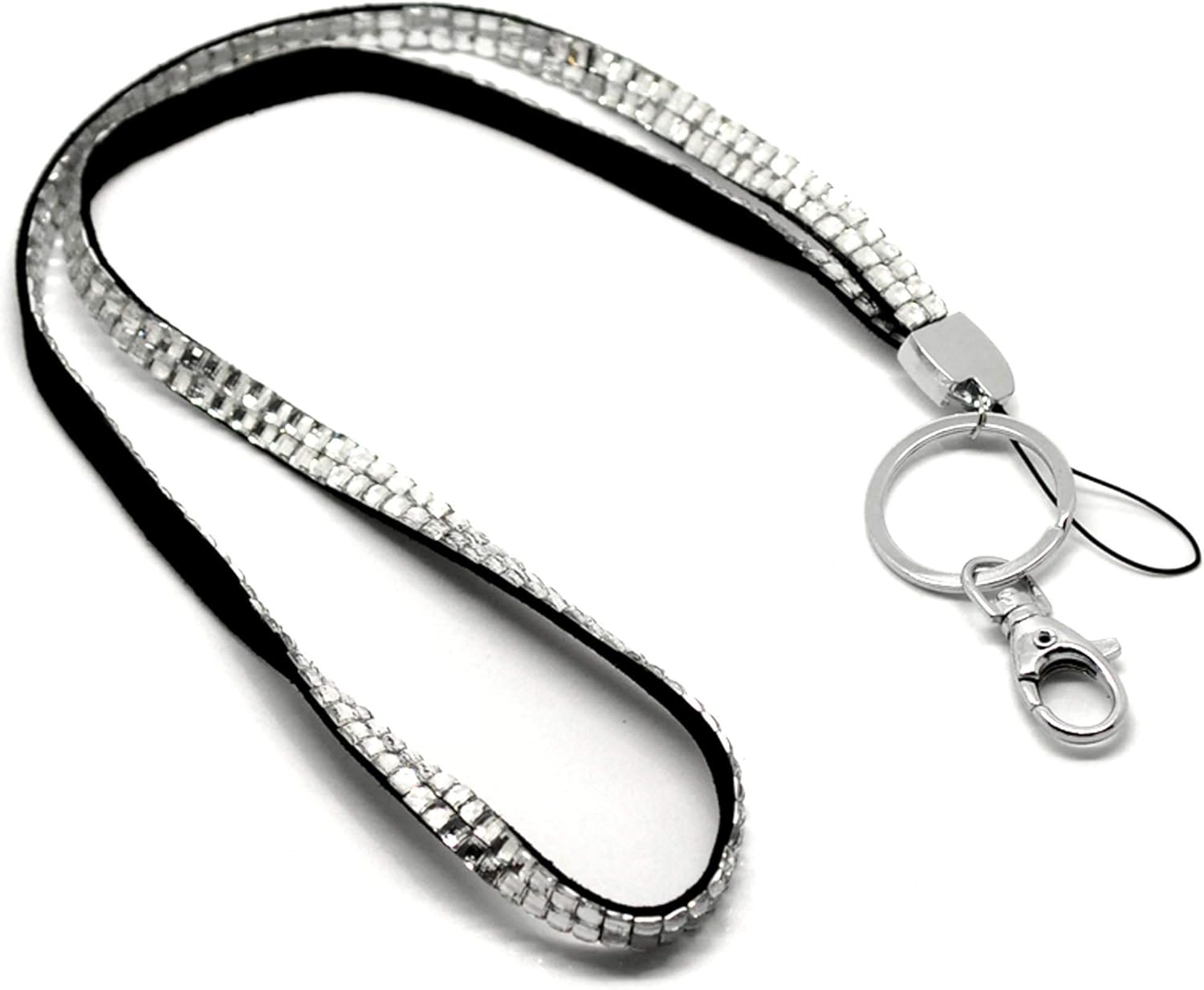 CKB Ltd 1x Bling ID Clear Acrylic Rhinestone Style Lanyard Neck Strap Swivel Metal Clip, Pack of 1