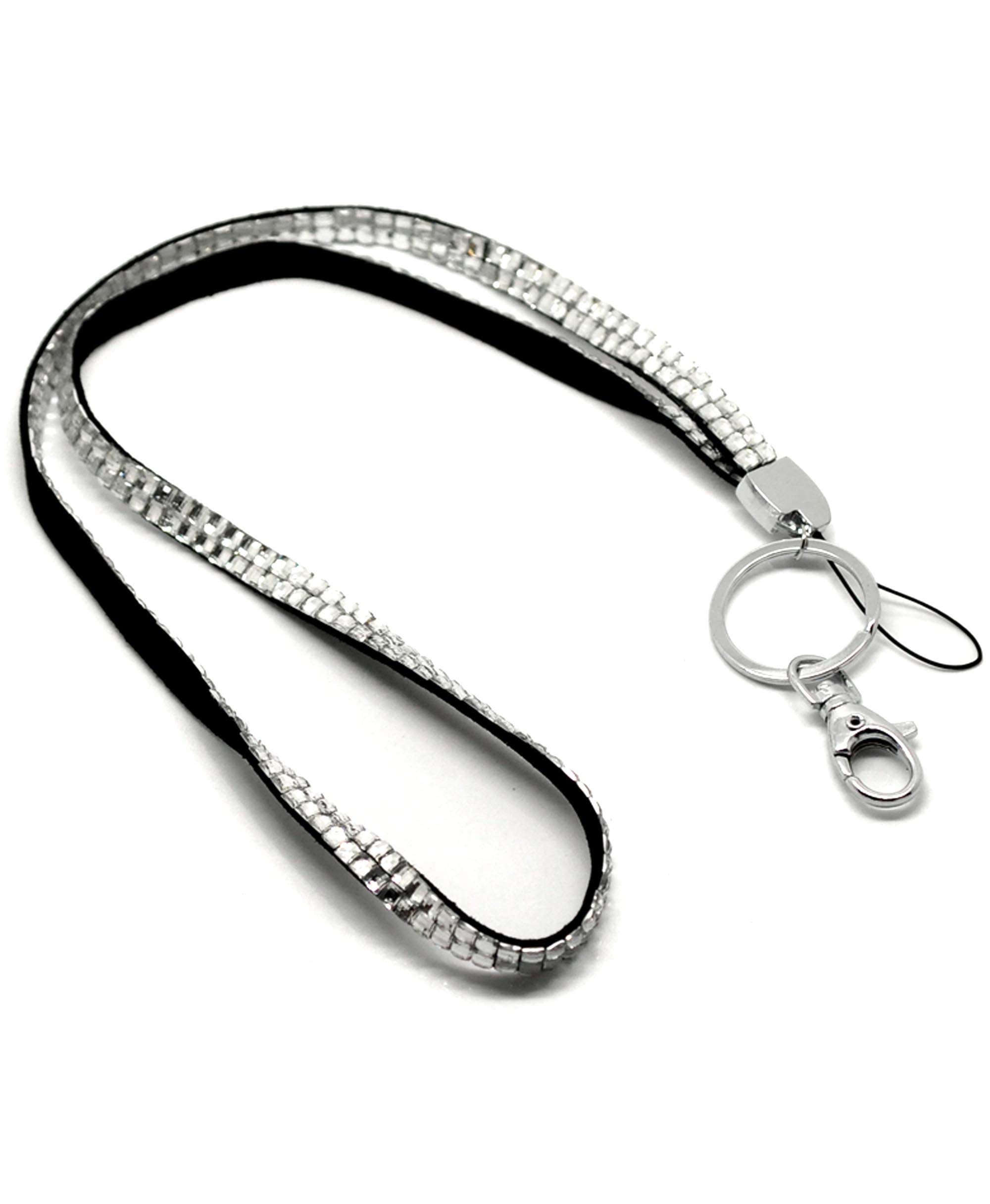 CKB Ltd 1x Bling ID Clear Acrylic Rhinestone Style Lanyard Neck Strap Swivel Metal Clip