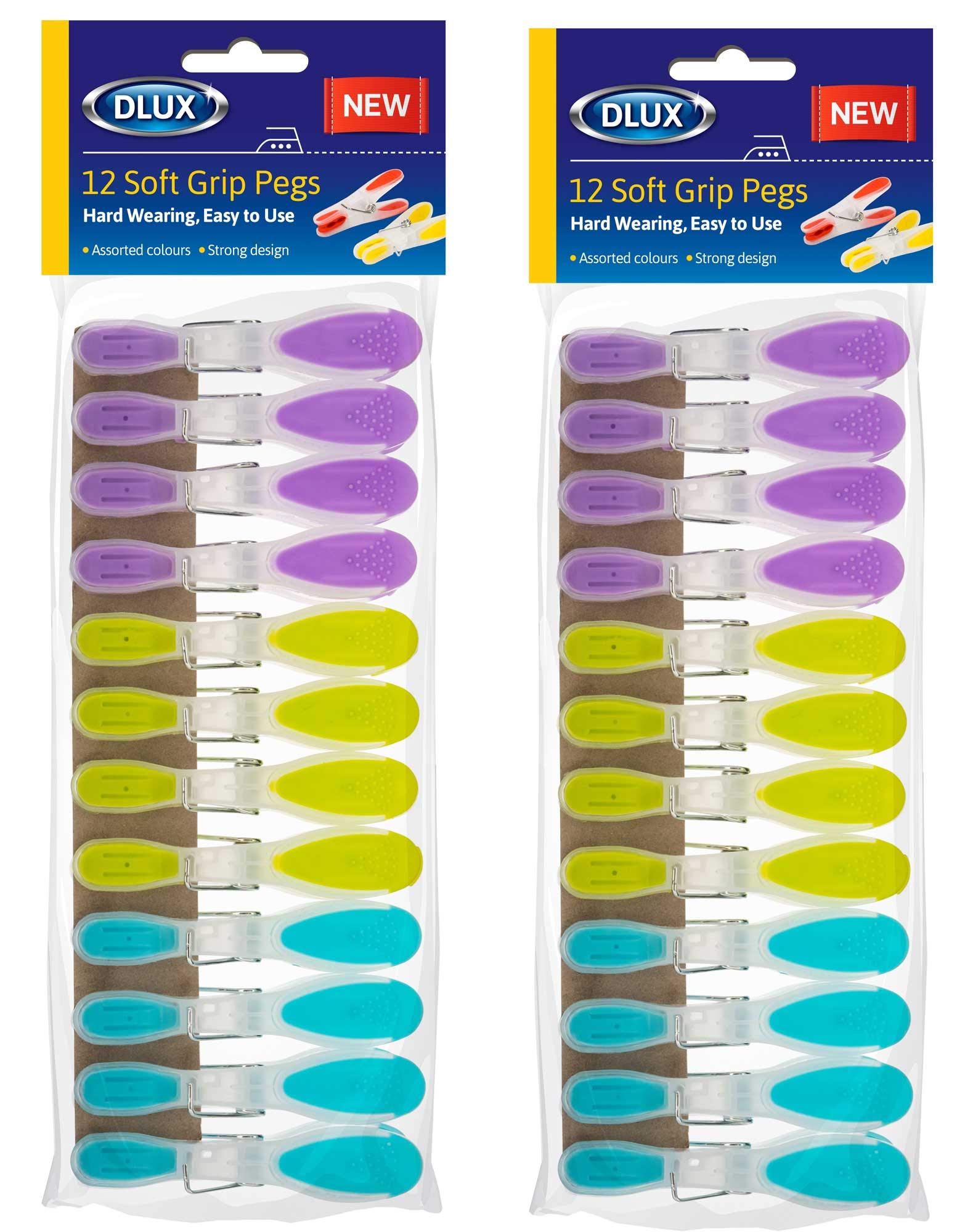 HOMESHOPA Large Soft Grip Clothes Pegs, 24 Pack Washing Line Multi-Coloured Extra - Strong Non Slip Silicone Rubber, Easier Handling Windproof Laundry Clamps in Assorted Coloured