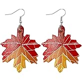 Fall Thanksgiving Earrings for Women Maple Leaf Shaped Leather Dangle Drop Earrings Lightweight Autumn Holiday Leaf Earrings Thanksgiving Celebration Party Jewelry