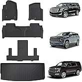 MOOREVER Floor Mats & Cargo Liner for 2021-2026 Chevrolet Tahoe & GMC Yukon(Not Fit Yukon XL) & Cadillac Escalade(Not Fit Escalade ESV) with 2nd Row Bucket Seats, 7-Seat Custom Fit All-Weather TPE Mat