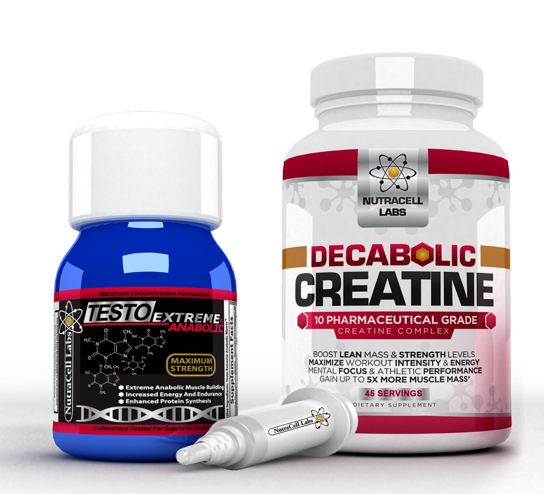 Anabolic Muscle Stack : Testo Extreme Anabolic & 10 Blend Decabolic Creatine - Strongest Legal Testosterone Booster/Creatine Powder