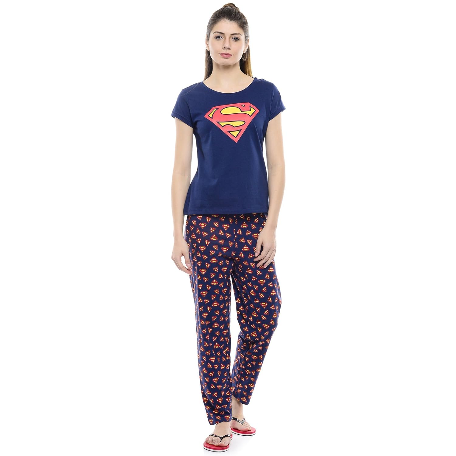 supergirl women's cotton pyjama set