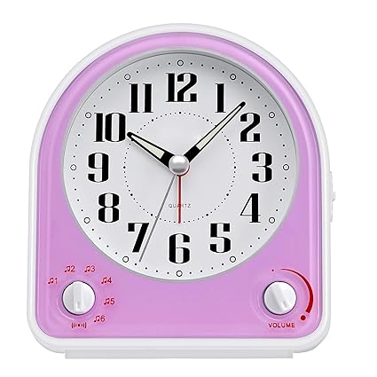 DreamSky Kinderwecker Analog Wecker mit Nachtlicht, Snooze Funktion, Kein Ticken, Geräuschlos, 7 Alarmtöne mit Lautstärkerege