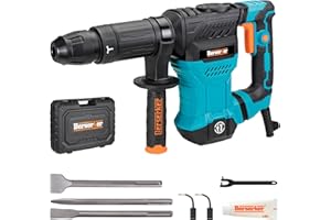 Berserker 1300W 12-Pound SDS-Max Demolition Jack Hammer, 1-9/16" 11-Amp Small Corded Electric Demo Chipping Hammer for Floor Tile Removal, Concrete Breaker with Carrying Case & 3 Chisels