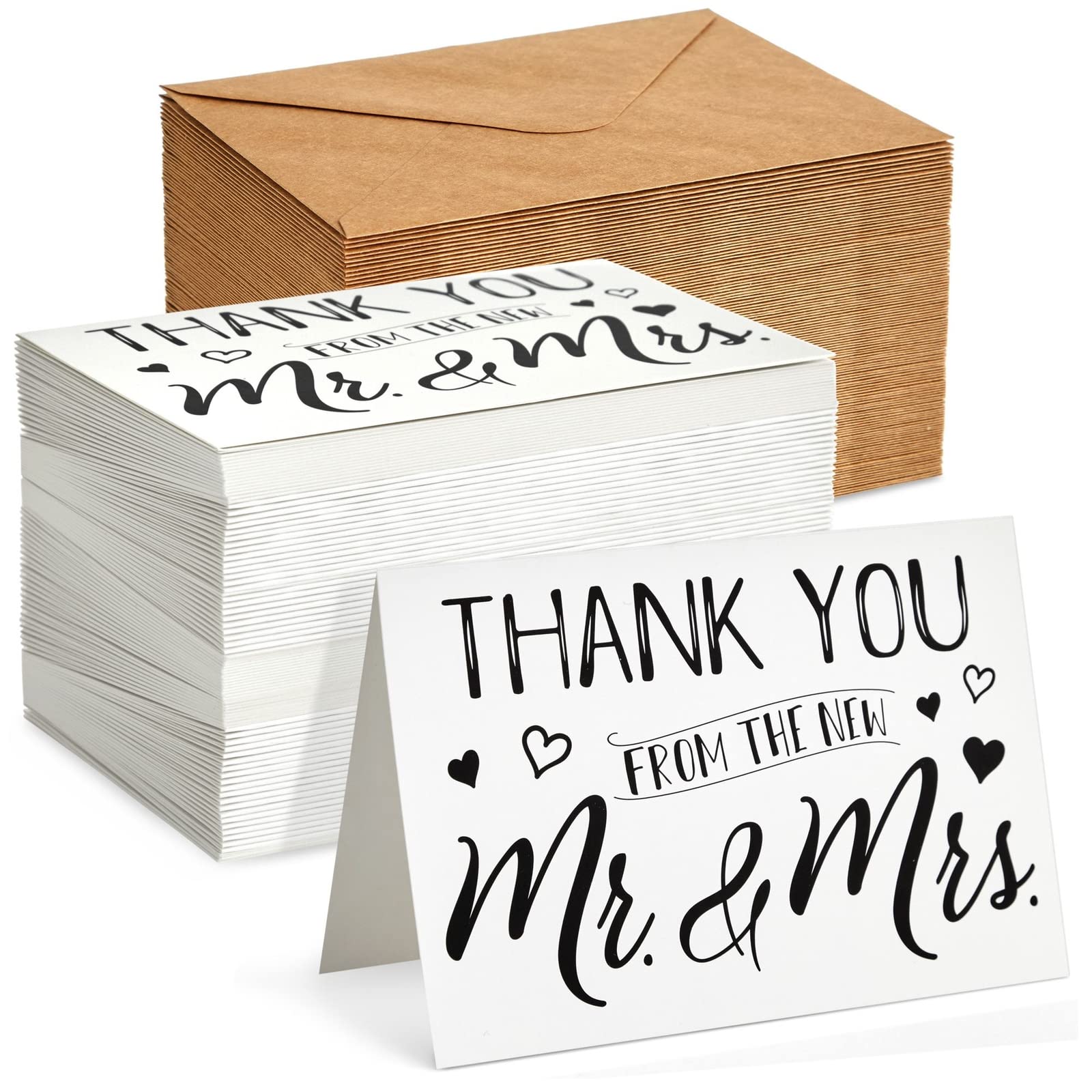 Photo 1 of Sustainable Greetings 120 Pack Wedding Thank You from the New Mr and Mrs Cards Bulk with Kraft Brown Envelopes for Weddings, & Showers - 4x6 In