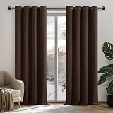 Deconovo Super Soft Thermal Insulated Curtains Eyelet Brown W52 x L63 Inch 1
