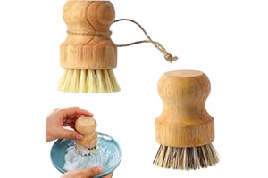 Dish Scrub Brush Dish Scrubber, 2 Packs Natural Bamboo Dish Brush Full Circle Palm Scrub Brush for Cleaning Pots Pans Vegetab