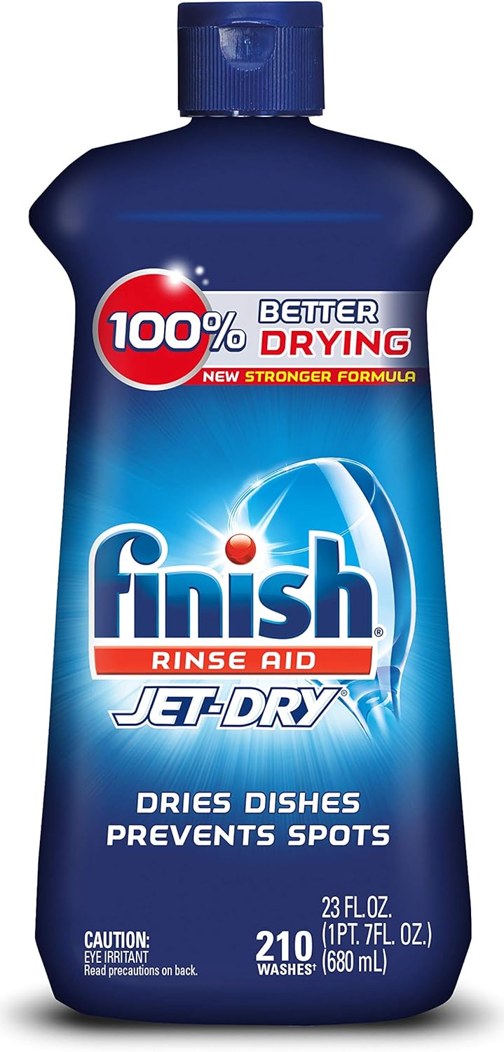 Finish Jet-Dry Aid, 23oz, Dishwasher Rinse Agent & Drying Agent, 23 Ounce (Pack of 1), Plum & Navy, 23 Fl Oz