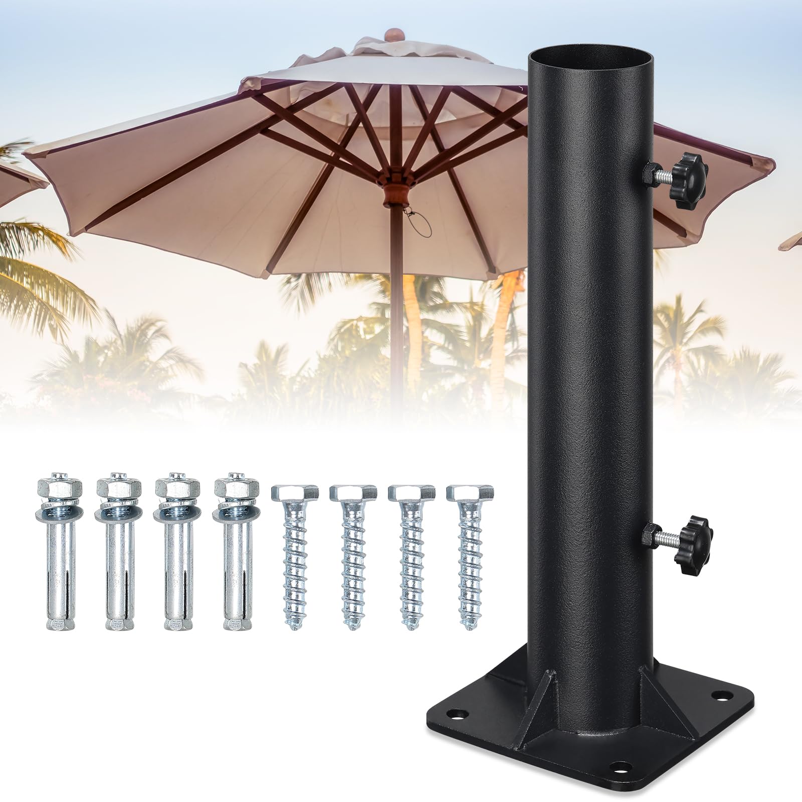 Photo 1 of Umbrella Stand Tube Outdoor - Stainless Steel 0.68-1.81” Umbrella Tube Base,Heavy Duty Flag Pole Stake Holder,Table Umbrella Tube Bracket,DIY Umbrella Tube Mount for Deck,Patio,Concrete - 1 Pack