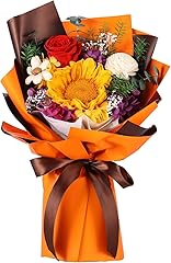 Jtoder Forever Flowers for Delivery, Preserved Flower Bouquets, Long Lasting Orange Sunflower Roses, Gifts Bouquet for Mother