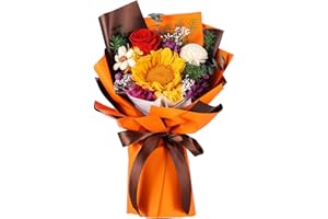 Jtoder Forever Flowers for Delivery, Preserved Flower Bouquets, Long Lasting Orange Sunflower Roses, Gifts Bouquet for Mother Wife Girlfriend on Festivals Birthday Anniversary