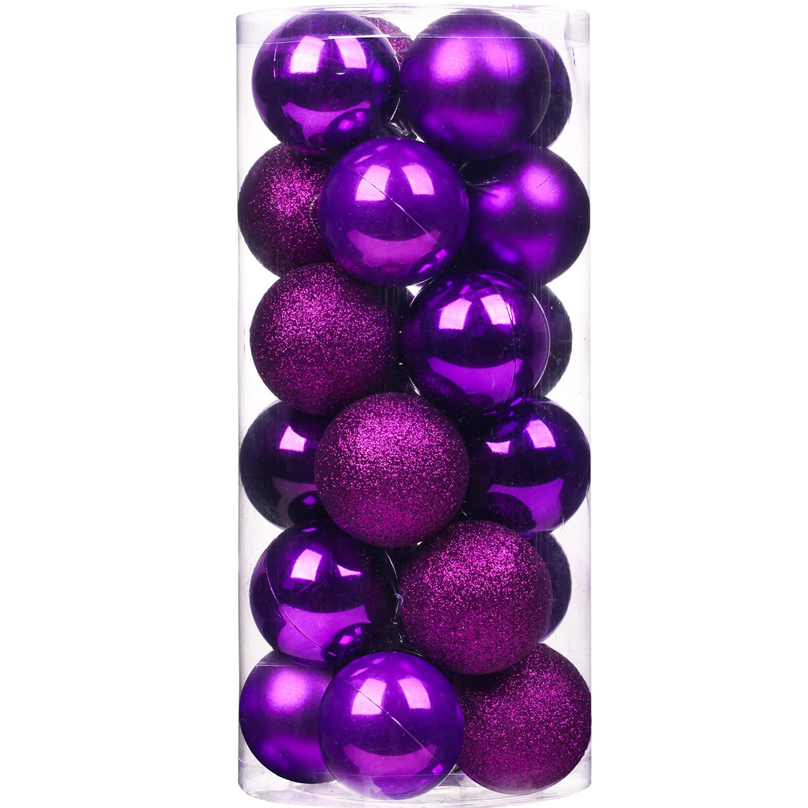 Emopeak 24Pcs Purple Christmas Ornaments for Tree Decor, 1.57 Inch Mini Christmas Balls Ornaments, Shatterproof Xmas Hanging Baubles for Holiday Wedding Party Decoration