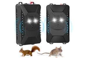 QAIHIEI 2 Pack Ultrasonic Rodent Repellent for Car Engines - Battery Operated Car Mouse Repellent Under Hood with Strobe Light, Keep Mice Away from Car Engines, Room, Indoors, Outdoors