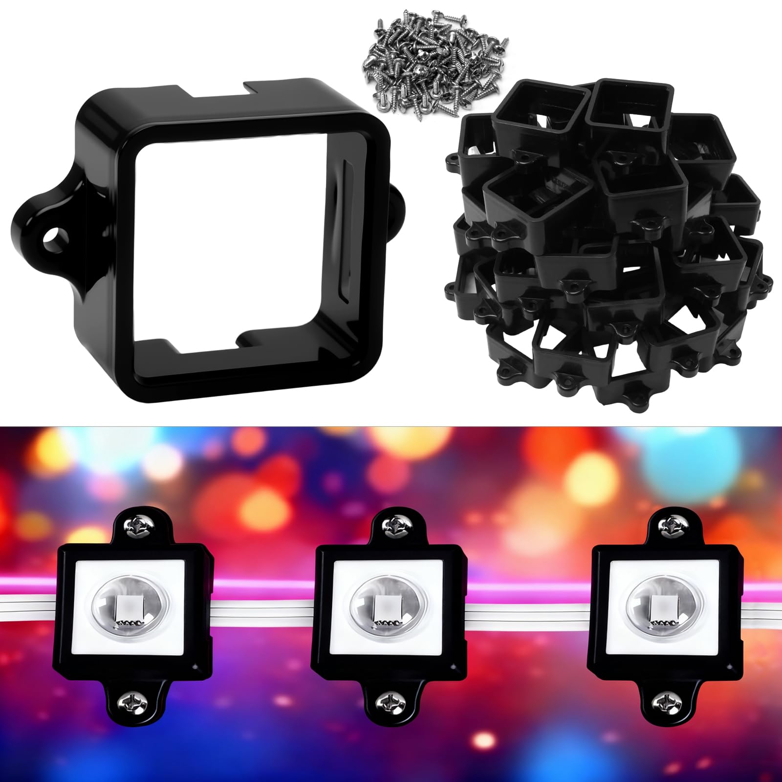 Photo 1 of 150 Pcs Black Mounting Brackets, Light Clips W/Screws, Fits Govee RGBIC LED Permanent Outdoor LED Lights Non-Pro/Original H705, Elite Version H805, for Various Surfaces like Wood, Steel Siding etc