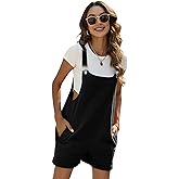Fiona Jolin Women's Summer Cotton Linen Short Overalls Casual Bib Overall Shorts Rompers with Pockets