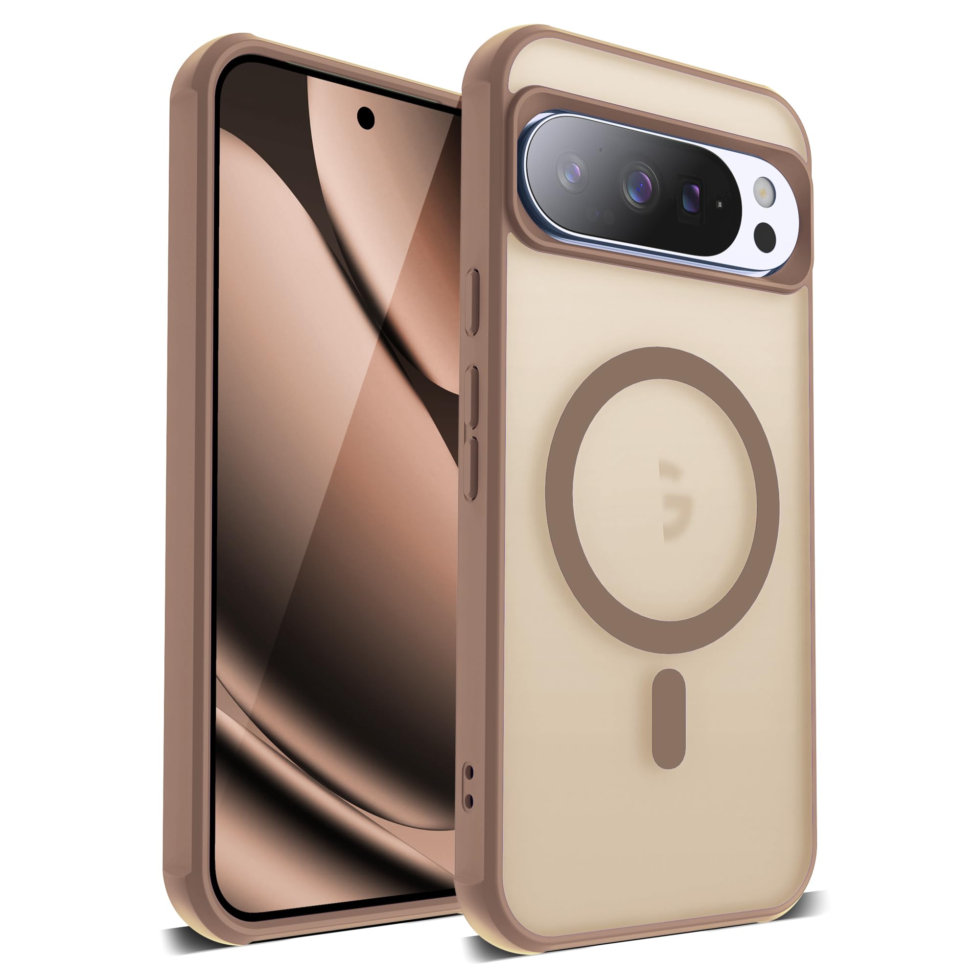 Compatible with Google Pixel 10 Pro XL Case with Magnetic Translucent Matte Phone Case with Anti-Fingerprint Tech [Compatible with Mag-Safe], Brown