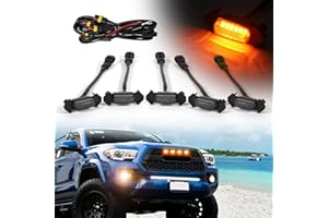 BRETREWRI 5pcs Led Grill Lights Fit for Toyota Tacoma 2015-2023 TRD-Pro or Aftermarket Tacoma TRD-pro Grills Grille Led Light Lights (Amber Black led)