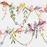 Fairy Party Banner, Fairy First Birthday Party Decorations, Mushroom Flower Banner for Baby Shower Garden First Fairies Tale Theme Girls Birthday Wedding Decor