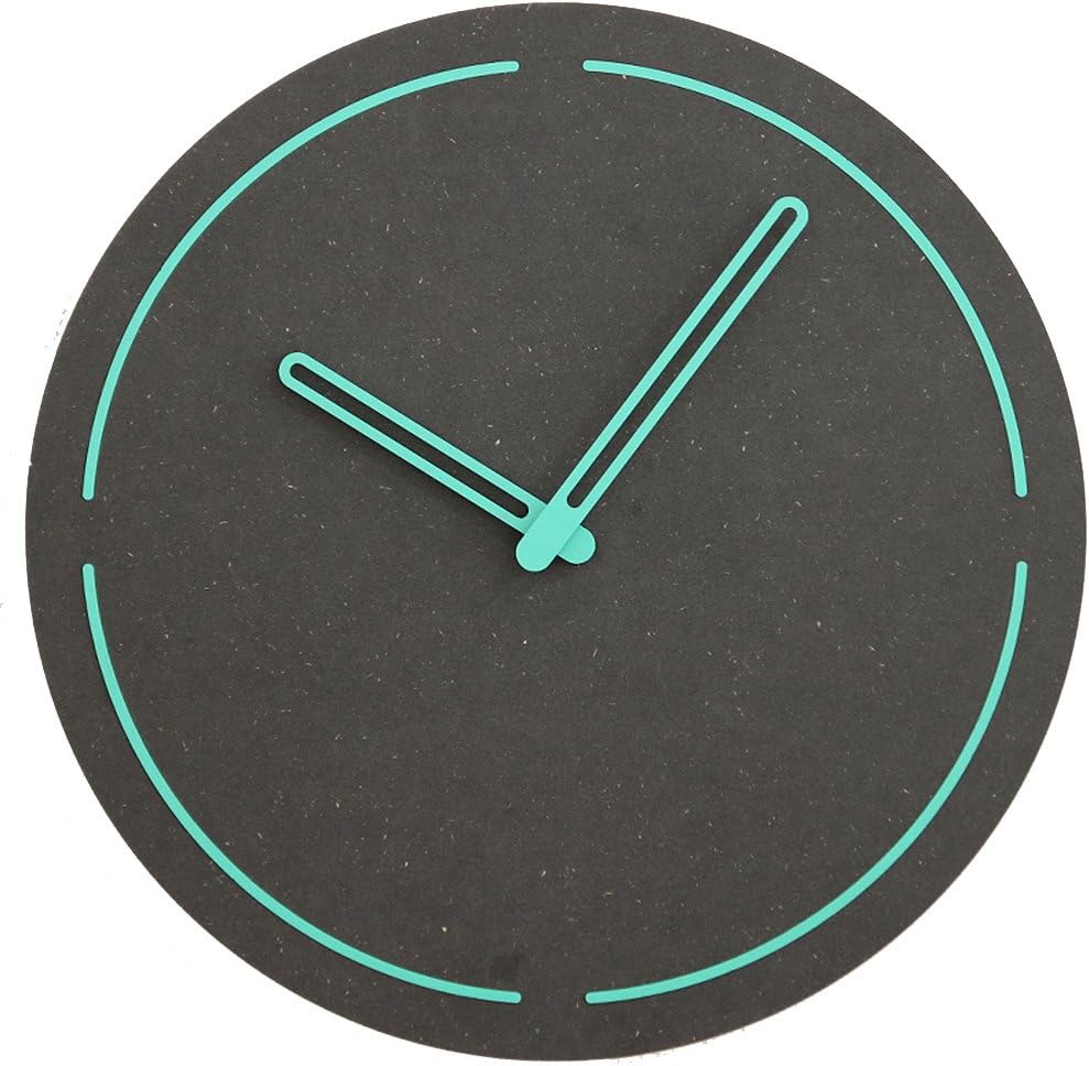 KKLOCK Wall Clock Mute Suzuki Movement Sweep Slient for Living Room Bedroom Kitchen AA Minimal Simple without Arabic numerals 12 Inch Black and Mint Green (Battery not included) [Energy Class A+]