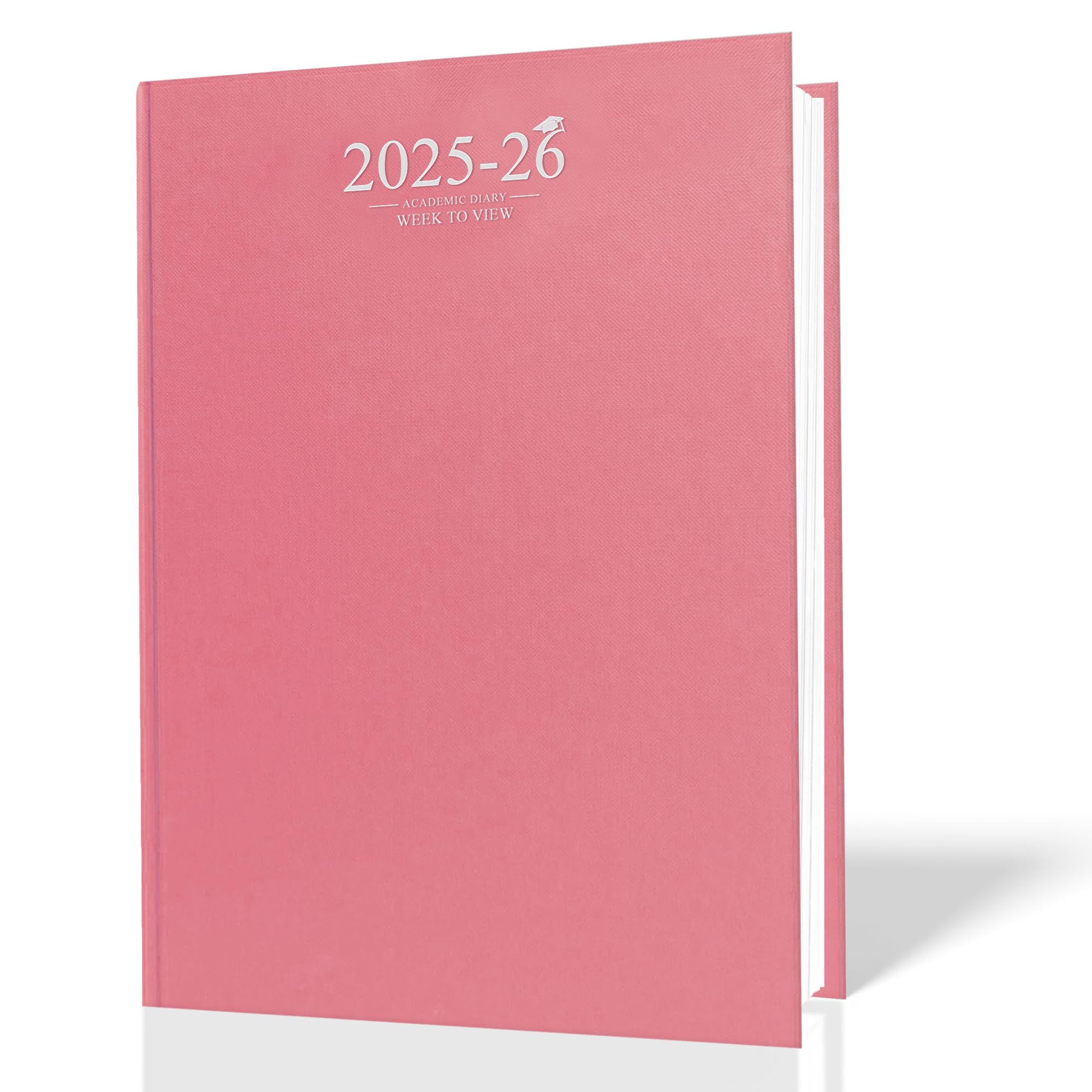 2025-2026 A4 Week to View Diary Pink Academic Case Binding Week to View On Two Pages