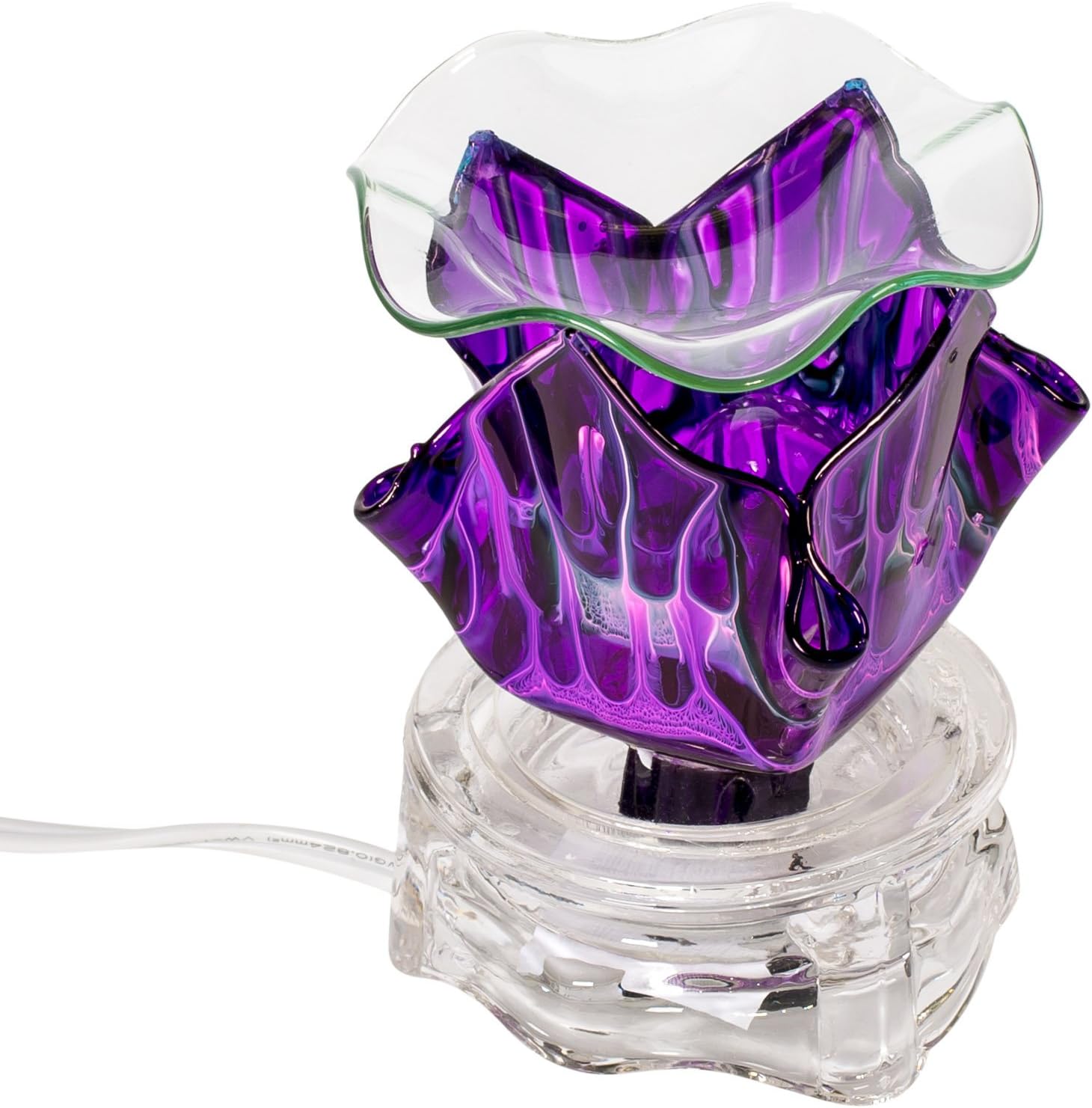 Gift Connection Purple 3 x 4 Glass Electric Wall Plug-in Oil Burner with Dimmer Switch