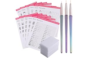 STZPRONAIL Practice Nails For Nail Art Book 12PCS Nail Books Training Template Drawing Painting Stencils Waterproof Reusable Learning Paper Card Manicure Tool For Beginner with Remover Wipes Acrylic Liner Brush