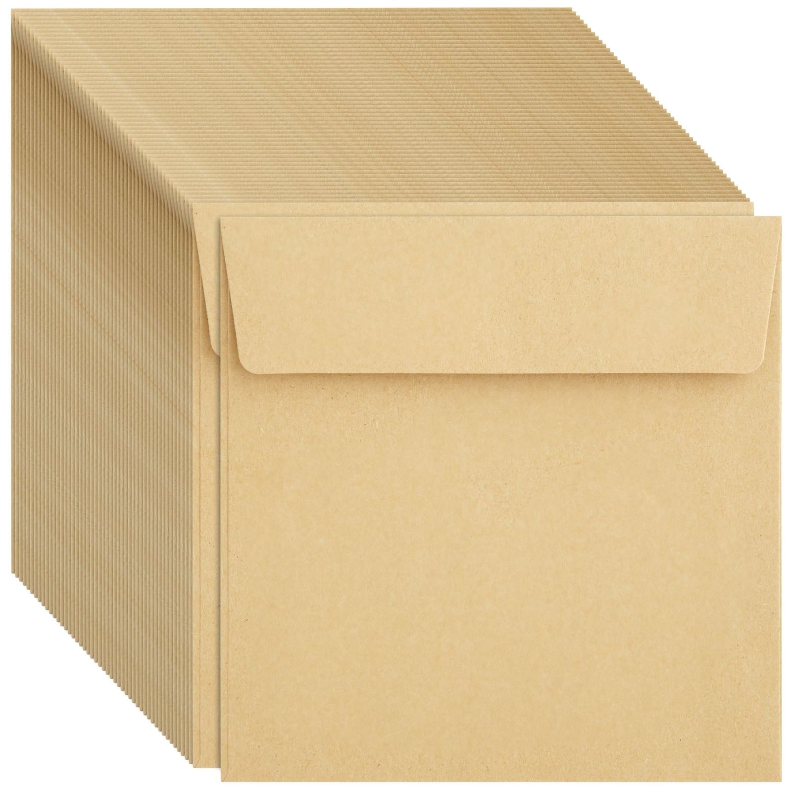 Photo 1 of Juvale 5.5" x 5.5" Square Envelopes for Cards - Brown, 100-Pack - Moisten-to-Seal & Printer-Friendly Paper - Bulk Square Greeting Card Envelopes for Invitations & Announcements