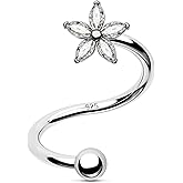 Jewseen 925 Sterling Silver 16g Floral Helix Piercing Jewelry Twist Helix Earrings Cartilage Earrings Piercing Jewelry for Women