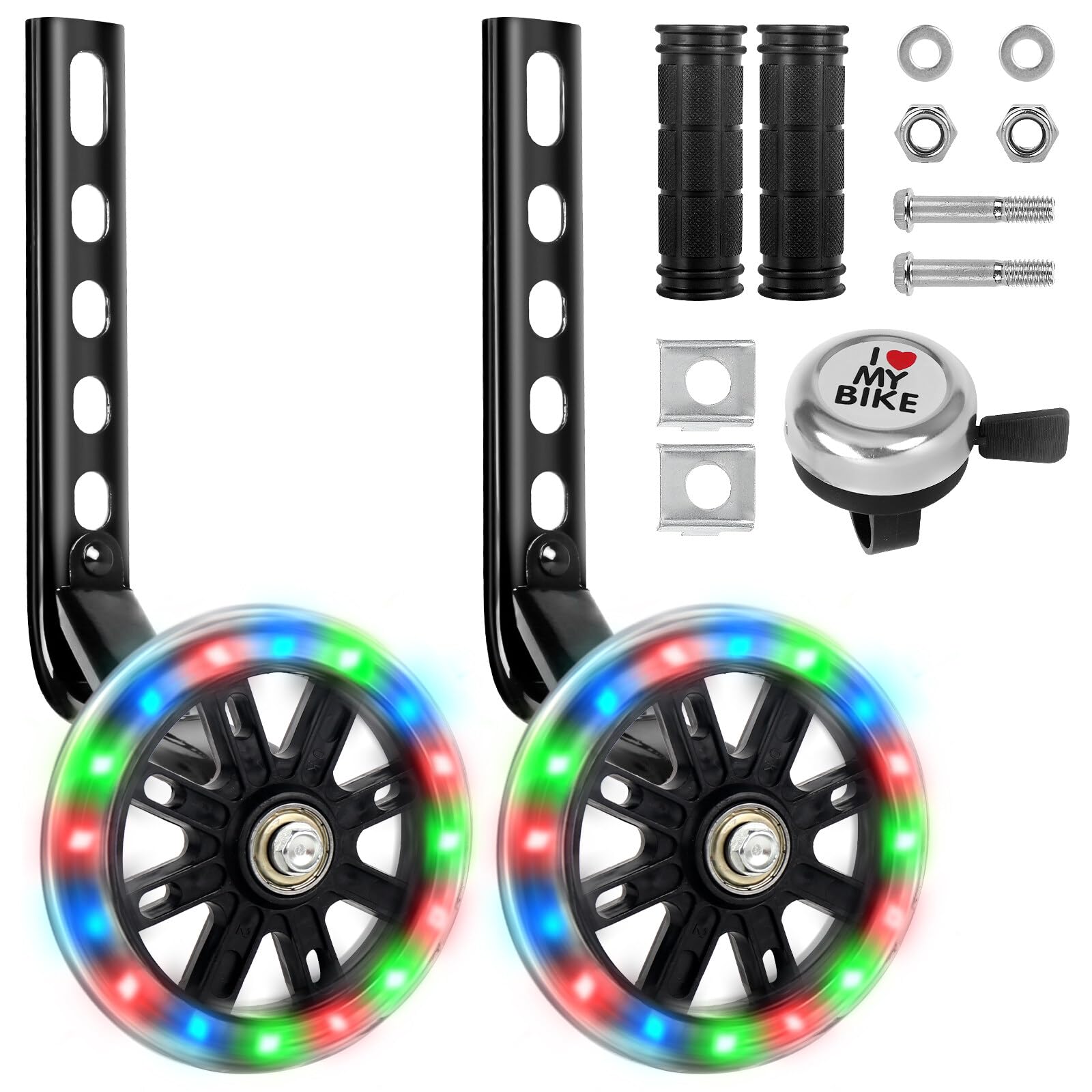 Kids Bike Stabilisers for Childs, Bicycle Training Wheels, Universal Stabilisers for Kids Bicycle with Adjustable Bicycle Stabiliser Mounted Kit, Compatible with 12 14 16 18 20 Inch Childs Bikes