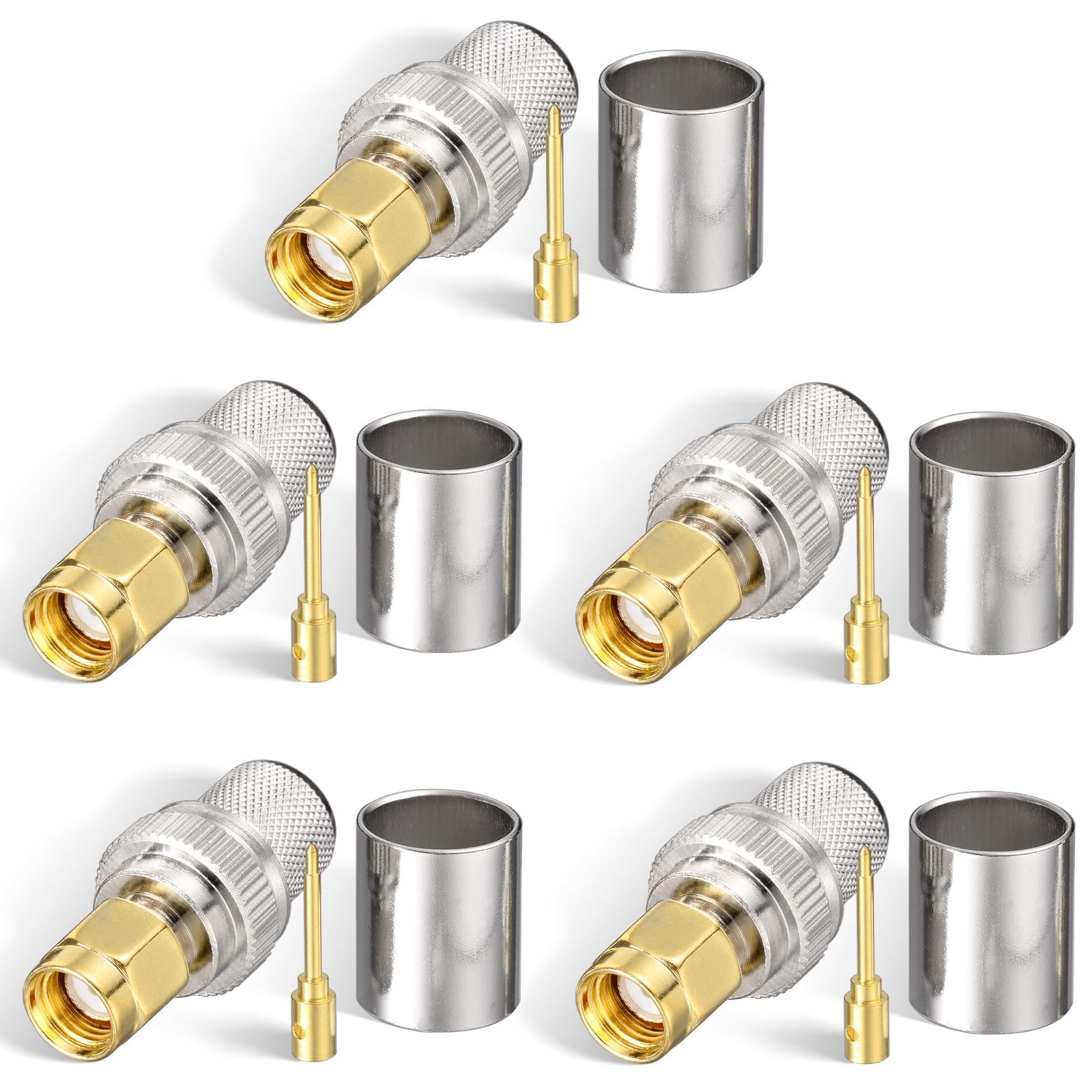 Superbat SMA Male Crimp Connector Kit 50ohm SMA Solder Coax Connector for LMR-400 RG8 RG8/U RG213 Belden-9913 Cable 5Pcs
