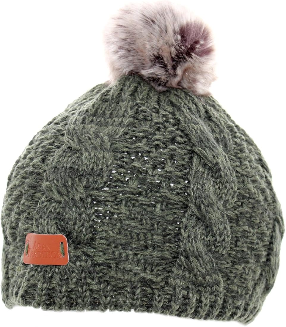 dark green bobble hat