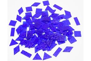 CHICSHIS Large Size Textured Transparent Glass Tiles, 200g Mixed Shapes Stained Glass Pieces for DIY Mosaic Crafts, 70pcs for Bold Mosaic Projects, Turquoise Blue