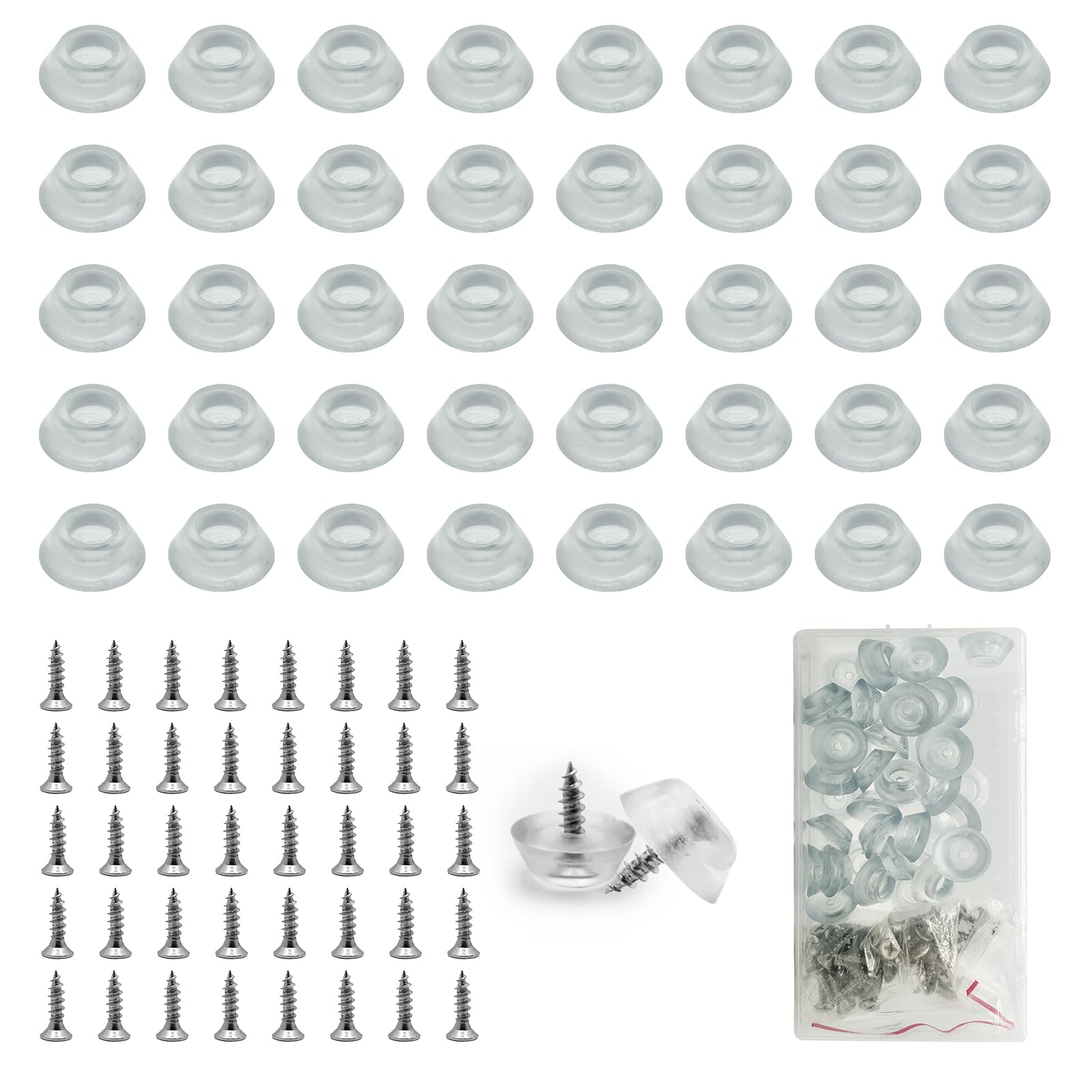 40 Pack Non-Slip Rubber Feet, Rubber Cutting Board Feet with Screws, Floor Protector Pad, Non Slip Bumper Pads for Protect Furniture Legs Table Chairs Floors Cutting Boards