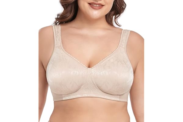 wirarpa Women's Wirefree Bra Non Padded Full Coverage Support Minimizer Plus Size Bralette