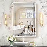 Pregaspor Wall Mirror for Bathroom, 24" x 36" Rectangular Frameless Vanity Mirror, Polished Beveled for Over Sink