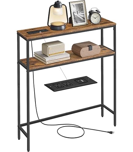 Asgolion 31.5" Console Table With Charging Station - Narrow Entryway Table With Outlets & USB Ports - View #7