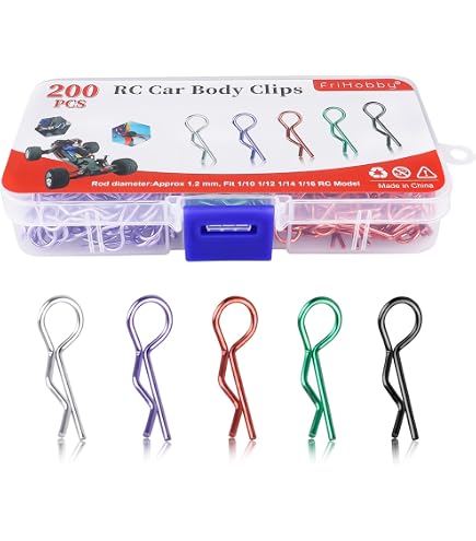 50 Broches Clips Carrosserie RC - Acier Inox - Pour Coque 1/10, 1/12, 1/16 - Fixation Aile, Batterie - 4