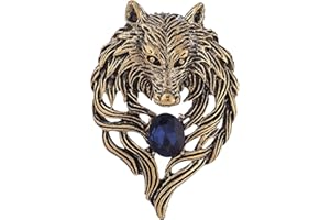 GIGB PBDK Rhinestone Tiger Head Brooch Pins for Men,Animal Lapel Pins Lion Wolf Head Coat Collar Brooch Vintage Lapel Pin Brooch Safety Pin Men Suit Accessory