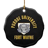GRAPHICS & MORE Purdue University - Fort Wayne Mastodons Logo Porcelain Scalloped Holiday Christmas Tree Ornament - 2.8" (7.1 cm)