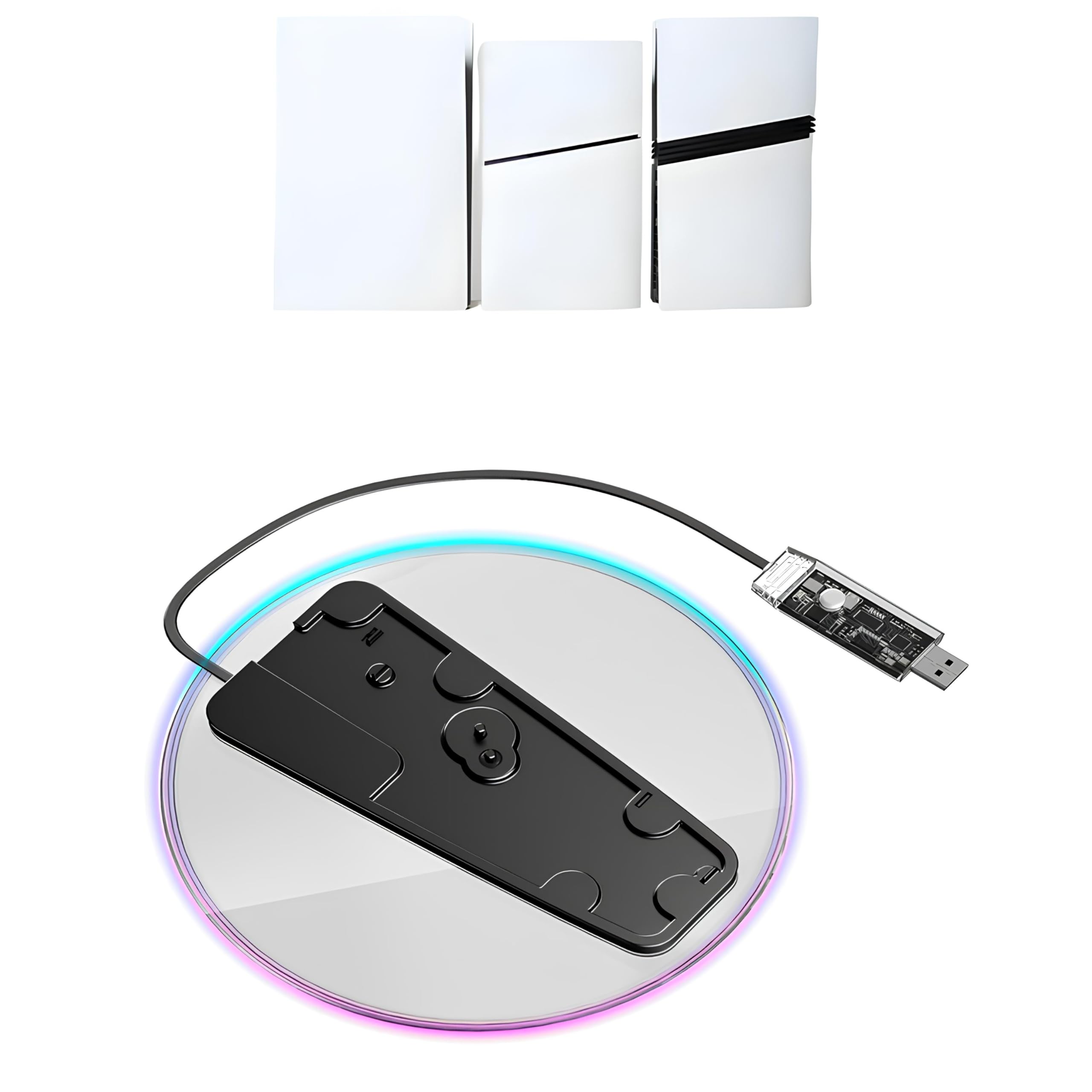 PS5 Stand with RGB Lighting,Compatible with PS5 Pro/Slim/Digital/Disc,Vertical Stand for PlayStation 5/ps5 Accessories,Non-Slip Base Design