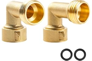 Himaweek 2-Pack 90-Degree Brass Hose Elbow Connector - Lead-Free, Easy-Grip Adapter for RV Water Hookup, Outdoor Faucets & Garden Hoses
