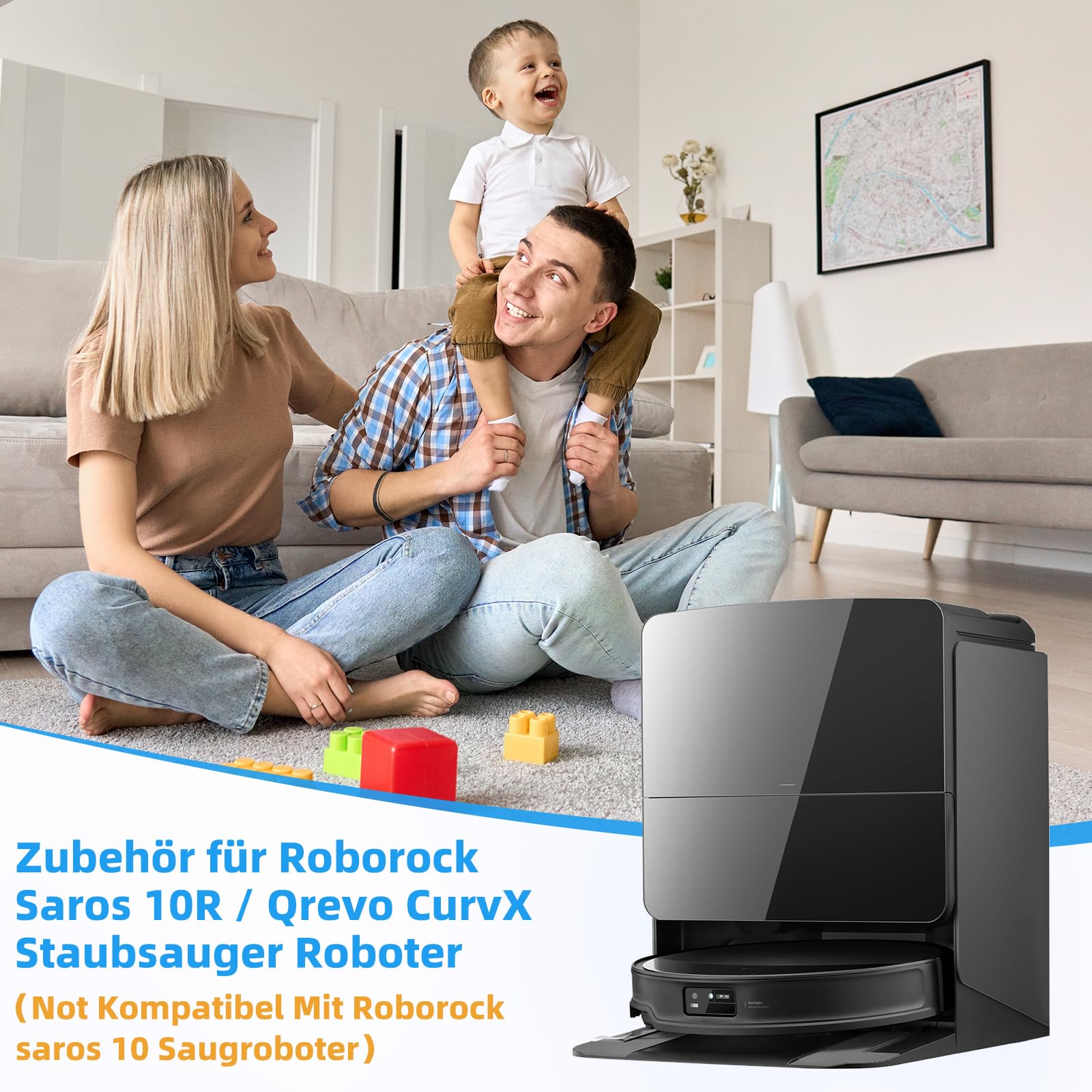 28 Stück Zubehör für Roborock Saros 10R / Qrevo CurvX/Qrevo Curv 2 Pro Saugroboter, Ersatzubehör 4 Hauptbürsten 6 Wischpads 6 Staubbeutel 6 Seitenbürsten 4 Filter 1 Reinigungsbürste 1 Schraubendreher 2