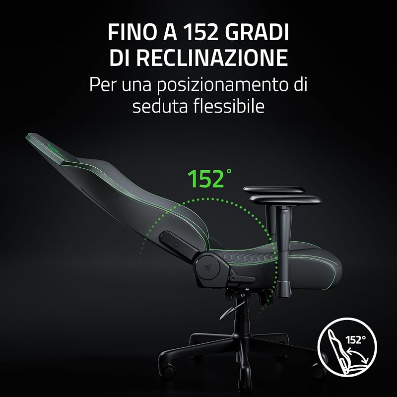 Iskur V2 X NewGen - Sedia ergonomica da gaming con comfort traspirante - Pelle EPU 2a generazione con tecnologia CoolTouch - Supporto lombare incorporato - Arcate delle spalle e base | Nero