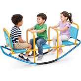 Costzon Teeter Totter Seesaw for Kids Outdoor, 2 in 1 Metal Rocking Seesaw for Toddlers with Easy-Grip Handles, Indoor Outdoor Rocker Toy Gifts for Ages 2-5, 1-3 Person Home Preschool Backyard See Saw