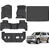 Jenofa-Floor Mats for Chevy Suburban/GMC Yukon XL 2015-2020 8 Seats Cargo Mat All Weather Mats Custom Full Set Floor Liners for Suburban/Yukon XL Accessories Black