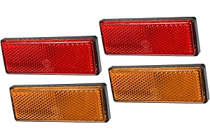 REPAIROCK 4pcs 3.46"x1.26" Universal Reflector - Rectangle Motorcycle Bike Safety Reflector Increase Visibility and Safety on